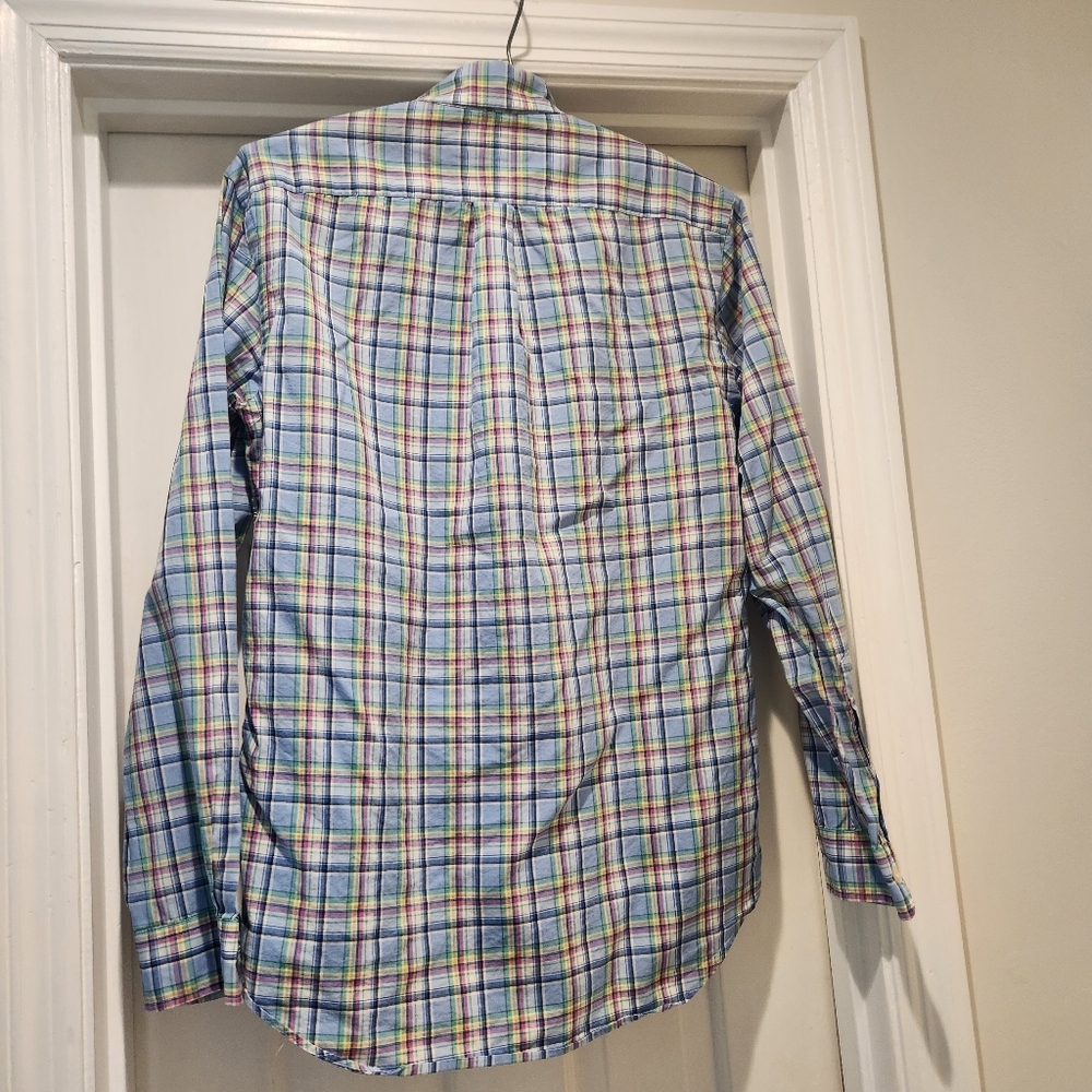 Ralph Lauren Plaid Button Down Shirt Mens Small Colorful Navy Pony Logo - Picture 5 of 7